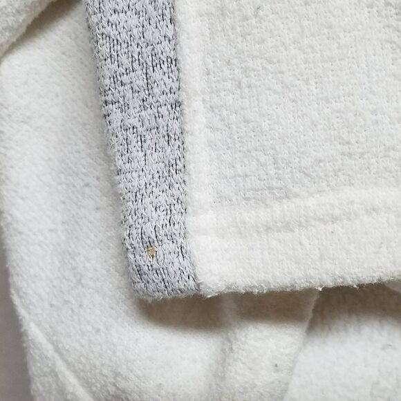 𝅺VINTAGE 1990s Exist White Gray Striped Full-zip Terry Cloth Cropped Sweater - Picture 10 of 11